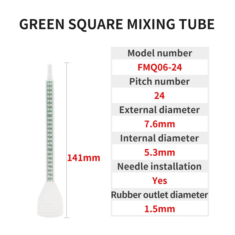 30pcs Epoxy Mixing Nozzle Static Mixing Nozzle FMC08-24 Green Square Tip Mixing Tube Epoxy Resin Adhesive