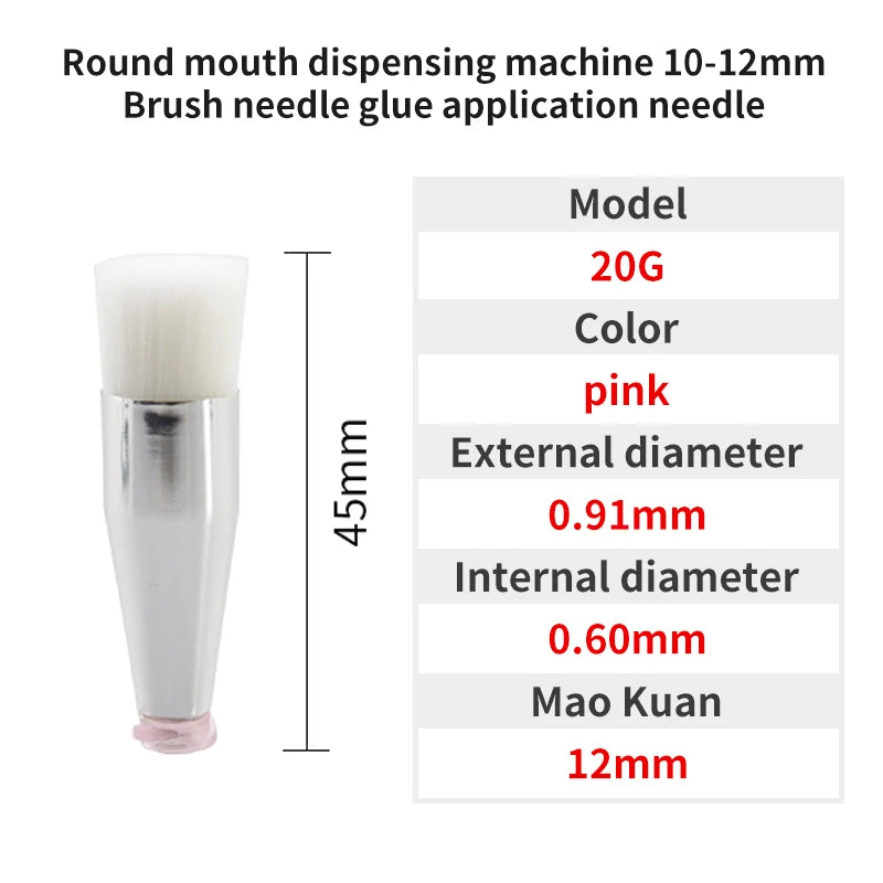 5pcs 10-12mm Round Mouth Soft Brush Needle Dispensing Injection Needle Glue Coating Needle for Precision Dispensing Machine