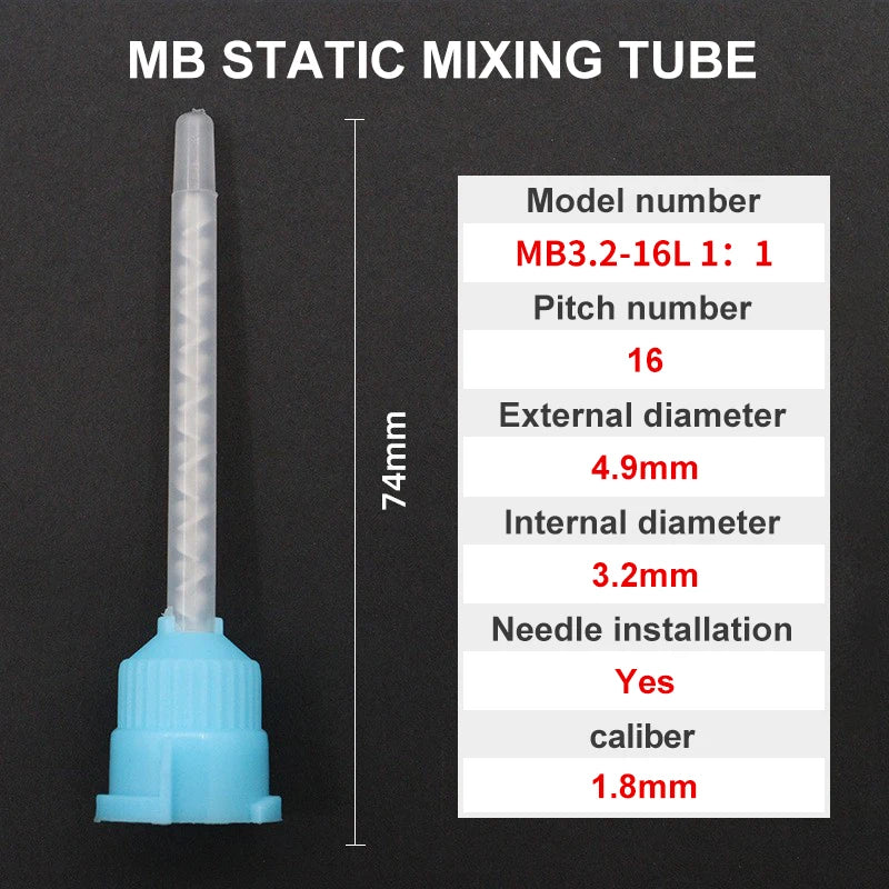 50pcs MB Static Mixing Nozzles 1:1 Epoxy Adhesive Mixing Nozzles Cartridge Static Mixer AB Glue Mixing Tube