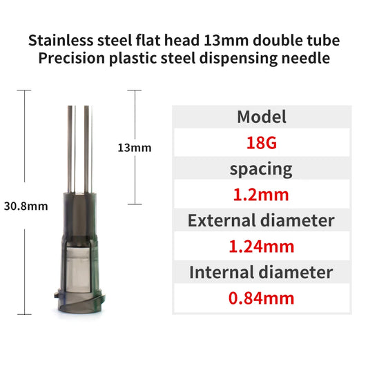 5pcs Dispensing Needle Double Tube Industrial Liquid Dispensing Needle 0.5 Inch Syringe Needle, For Glue Dispensing