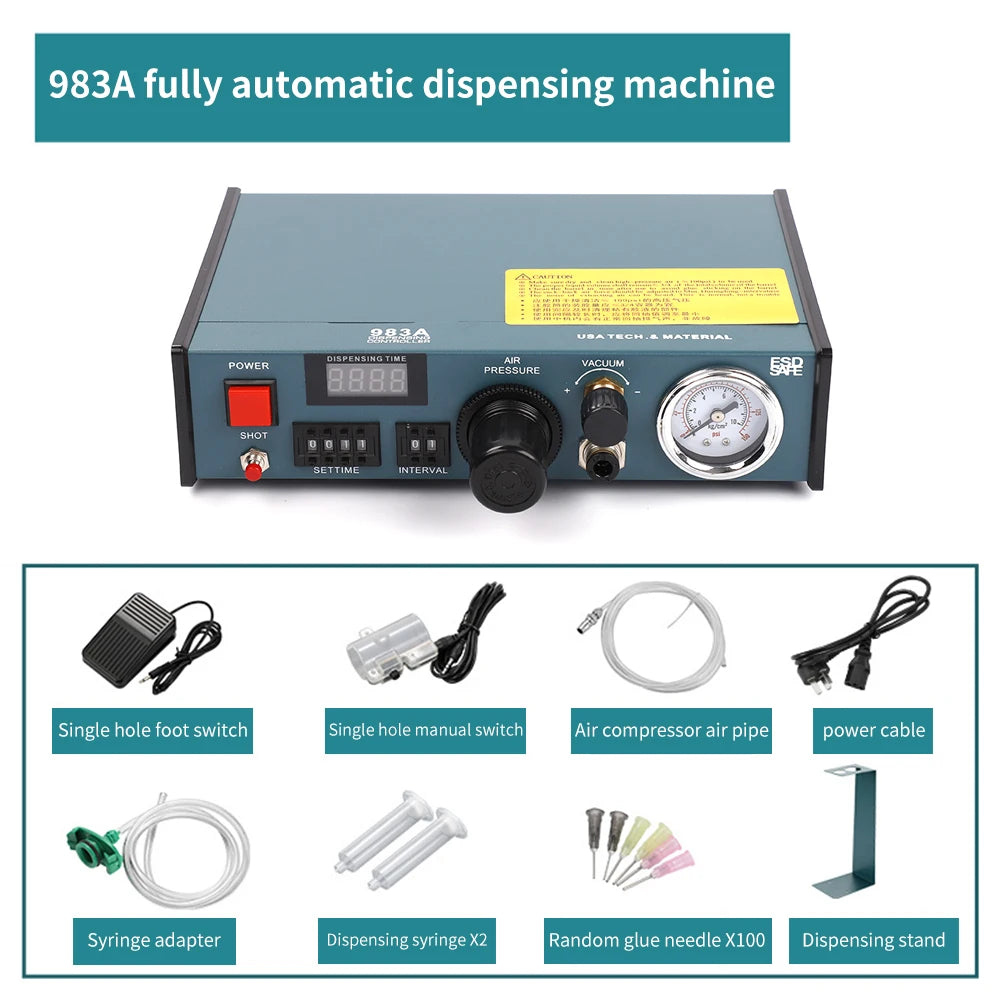 983A Auto Glue Dispenser Pneumatic Dispensing Controller Flux Solder Paste Liquid Controller Manual Pedal Dispenser