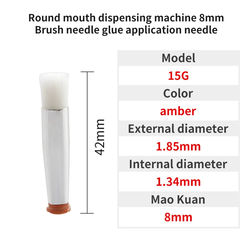 5pcs 8mm round mouth soft brush needle dispensing injection needle glue coating needle for precision dispensing machine