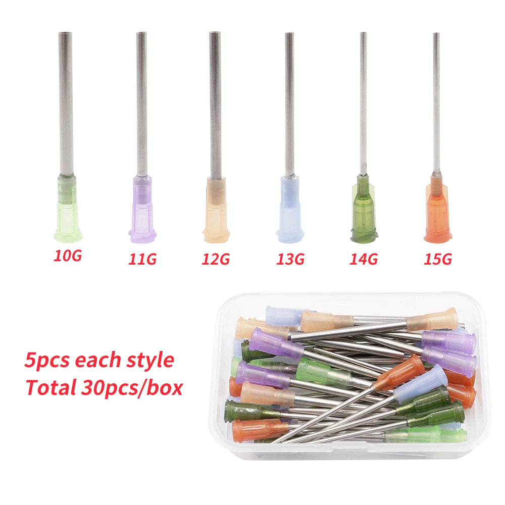 30pcs 38mm Dispensing Needle Syringe Needle 1.5 Inch Dispensing Needle for Filling Glue and Syringe, 6 Different Specifications