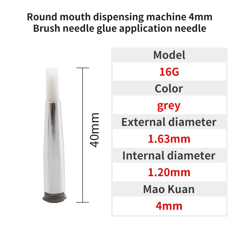 5pcs 4mm round mouth soft brush needle dispensing injection needle glue coating needle for precision dispensing machine