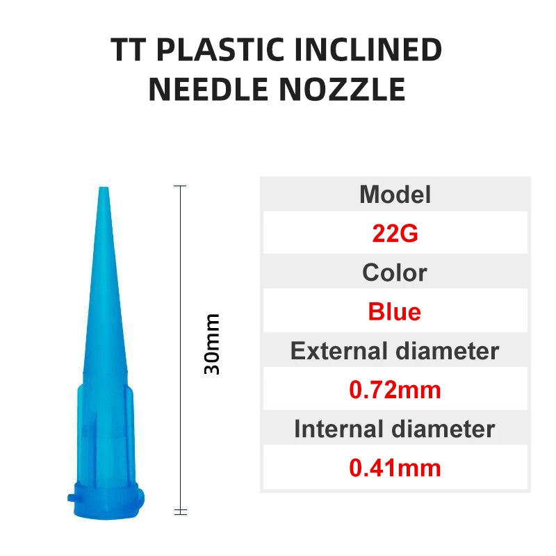 100pcs 10-30G 30mm TT Assorted Plastic Conical Smoothflow Tapered Needle for Precision Dispensing Machine