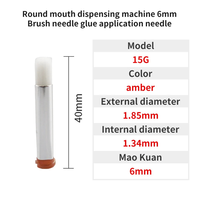 5pcs 6mm round mouth soft brush needle dispensing injection needle glue coating needle for precision dispensing machine